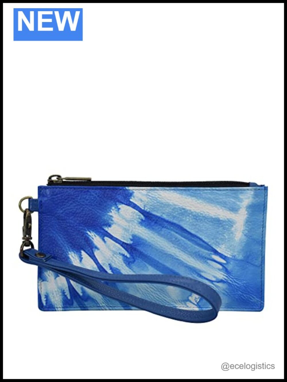 Genuine Leather Handbag Organizer Wristlet with Zipper Closure